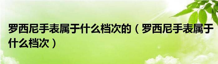 罗西尼手表属于什么档次的（罗西尼手表属于什么档次）