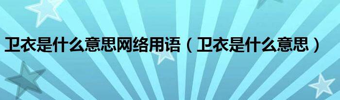 卫衣是什么意思网络用语（卫衣是什么意思）